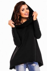 Czarna Nietuzinkowa Bluza z Dużym Kapturem. Czarne bluzy damskie Awama, l, bez wzorów, z bawełny, bez ramiączek. Za 176.90 zł.