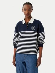 Tommy Hilfiger Bluza WW0WW50036 Granatowy Regular Fit. Niebieskie bluzy damskie Tommy Hilfiger, l, bez wzorów, z bawełny, bez ramiączek, bez kaptura. Za 699.99 zł.