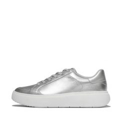 Metaliczne skórzane trampki damskie FitFlop Rtg. Szare trampki i tenisówki damskie FIT FLOP, bez wzorów, ze skóry, bez zapięcia. Za 523.00 zł.