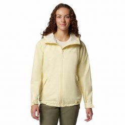 Kurtka przeciwdeszczowa damska Columbia Inner Limits III Jacket. Żółte kurtki sportowe damskie Columbia, bez wzorów, bez ramiączek, bez kaptura, trekkingowe. Za 514.90 zł.