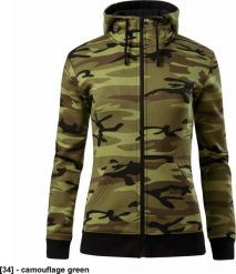 MALFINI Camo Zipper C20 - ADLER - Bluza damska, 300 g/m, 65% bawełna, 35% poliester - camouflage green L. Zielone bluzy damskie MALFINI, l, bez wzorów, z bawełny, bez ramiączek, bez kaptura. Za 108.22 zł.