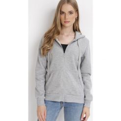 Szara Bluza z Kapturem Zapinana na Suwak Bran. Szare bluzy damskie Born2be, s, bez wzorów, z materiału, eleganckie, bez ramiączek, z kapturem. Za 39.99 zł.
