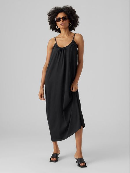 Vero Moda Sukienka letnia Luna 10286077 Czarny Regular Fit. Czarne sukienki damskie Vero Moda, na lato, m, bez wzorów, z syntetyku, bez kołnierzyka, bez ramiączek. Za 89.99 zł.