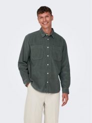 Only & Sons Koszula 22024716 Szary Relaxed Fit. Szare koszule męskie Only & Sons, l, bez wzorów, z bawełny, bez kołnierzyka, bez ramiączek. Za 109.99 zł.