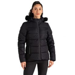 Kurtka Narciarska Damska Glamorize V. Czarne kurtki sportowe damskie Dare 2B, s, bez wzorów, z materiału, bez ramiączek, z kapturem, narciarskie. Za 994.99 zł.