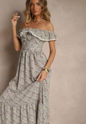 Fioletowa Sukienka z Ozdobnymi Falbankami Folanne. Fioletowe sukienki damskie Renee, na co dzień, na lato, l, bez wzorów, z jeansu, eleganckie, bez kołnierzyka, bez ramiączek, maxi, proste. Za 59.99 zł.