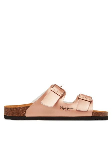 Pepe Jeans Klapki PLS90621 Złoty. Żółte klapki damskie Pepe Jeans, bez wzorów, z jeansu, bez obcasa, bez zapięcia. Za 289.00 zł.