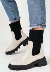 Beżowe Botki Sztyblety z Elastyczną Cholewką Nimu. Brązowe botki damskie Born2be, bez wzorów, z jeansu, eleganckie, bez obcasa, na obcasie, bez zapięcia. Za 139.99 zł.