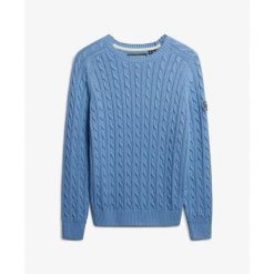 Sweter damski Superdry. Niebieskie swetry nierozpinane damskie Superdry, na zimę, bez wzorów, bez kołnierzyka, bez ramiączek. Za 284.00 zł.