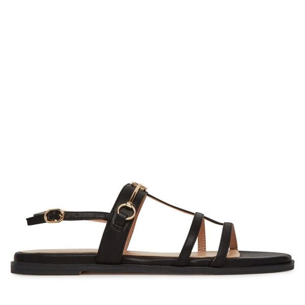 Sandały TWINSET. Czarne sandały damskie Twinset, bez wzorów, bez obcasa, na płaskiej podeszwie, bez zapięcia. Za 449.99 zł.