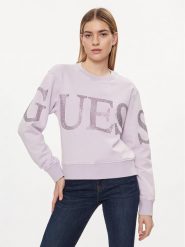 Guess Bluza Vintage Logo W4GQ10 KC8I0 Fioletowy Relaxed Fit. Fioletowe bluzy damskie Guess, xs, z aplikacjami, z bawełny, vintage, bez ramiączek, bez kaptura. Za 239.99 zł.