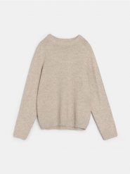 Sweter basic - beżowy. Brązowe swetry męskie Sinsay, l, bez wzorów, bez kołnierzyka, bez ramiączek. Za 69.99 zł.