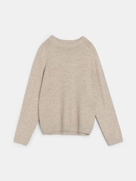Sweter basic - beżowy. Brązowe swetry męskie Sinsay, l, bez wzorów, bez kołnierzyka, bez ramiączek. Za 69.99 zł.