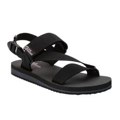 Sandały turystyczne damskie Jack Wolfskin Urban Entdeckung Belt. Czarne sandały damskie Jack Wolfskin, bez wzorów, z gumy, bez obcasa, bez zapięcia. Za 119.99 zł.