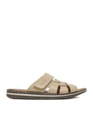 Rieker Klapki CEO-21073-60 Beżowy. Brązowe klapki męskie Rieker, bez wzorów, ze skóry, bez zapięcia. Za 319.99 zł.