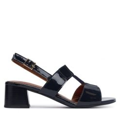 Sandały Ara. Niebieskie sandały damskie Ara, bez wzorów, bez obcasa, na słupku, bez zapięcia. Za 489.99 zł.