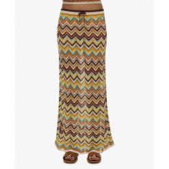 Długa spódnica z prążkowanej dzianiny w zygzaki dla kobiet Superdry. Zielone spódnice damskie Superdry, na co dzień, bez wzorów, z dzianiny, casualowe, maxi, proste. Za 349.55 zł.