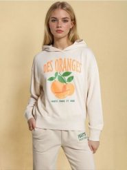 Bluza hoodie - kremowy. Białe bluzy damskie Sinsay, l, bez wzorów, bez ramiączek, bez kaptura. W wyprzedaży za 25.99 zł.