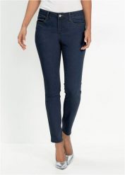 Dżinsy Skinny mid waist. Niebieskie jeansy damskie bonprix, bez wzorów, z jeansu. Za 119.99 zł.