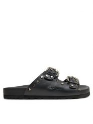 Pepe Jeans Klapki Oban Rock PLS80001 Czarny. Czarne klapki damskie Pepe Jeans, bez wzorów, z jeansu, rockowe, bez obcasa, bez zapięcia. Za 379.99 zł.