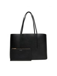 Calvin Klein Torebka Foil Logo Tote W/Pouch LV04F3274G Czarny. Czarne shopperki damskie Calvin Klein, bez wzorów, ze skóry, bez dodatków. Za 589.99 zł.