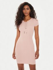 Guess Sukienka dzianinowa W4YK06 Z2V62 Różowy Bodycon Fit. Czerwone sukienki damskie Guess, l, z aplikacjami, z dzianiny, bez kołnierzyka, bez ramiączek, bodycon. Za 269.99 zł.