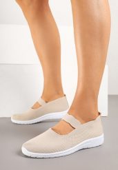 Beżowe Wsuwane Tenisówki z Ozdobnym Paskiem i Perforacją Zelsedi. Brązowe trampki i tenisówki damskie Born2be, bez wzorów, z jeansu, bez zapięcia. Za 44.99 zł.