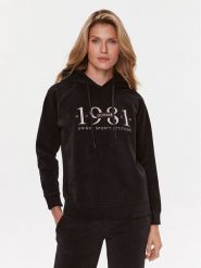 Guess Bluza Aleta V3BQ01 KBC00 Czarny Regular Fit. Czarne bluzy damskie Guess, s, z aplikacjami, z syntetyku, bez ramiączek, bez kaptura. Za 429.99 zł.