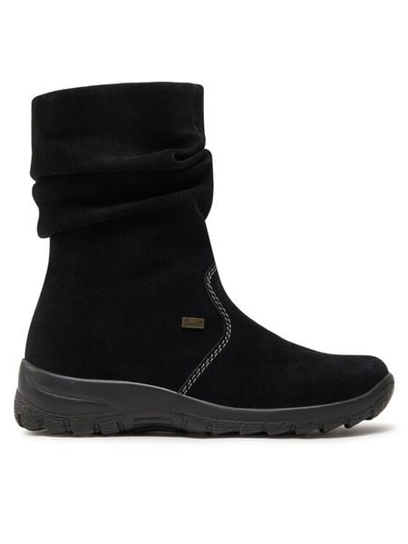 Rieker Trzewiki Z7171-01 Czarny. Czarne botki damskie Rieker, bez wzorów, ze skóry, bez obcasa, na płaskiej podeszwie, bez zapięcia. Za 339.99 zł.