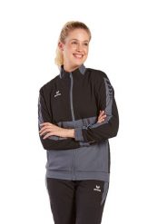 Damska marynarka do prezentacji Erima Six Wings. Czarne marynarki i żakiety damskie Erima, bez wzorów, z materiału, eleganckie, bez kołnierzyka, bez ramiączek. Za 255.00 zł.