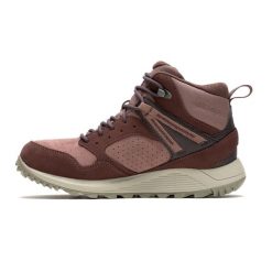 Buty turystyczne damskie Merrell Wildwood Mid Ltr Wp. Czerwone obuwie trekkingowe damskie Merrell, bez zapięcia. Za 469.99 zł.