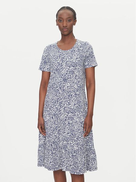 Olsen Sukienka codzienna 13002035 Niebieski Regular Fit. Niebieskie sukienki damskie Olsen, na co dzień, bez wzorów, z bawełny, bez kołnierzyka, bez ramiączek, proste. Za 359.99 zł.