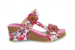 Klapki Laura Vita Bonito 22 Fushia 202047, Różowy, Skóra naturalna - 38. Czerwone klapki damskie Laura Vita, z aplikacjami, z materiału, eleganckie, bez obcasa, na koturnie, bez zapięcia. W wyprzedaży za 224.10 zł.