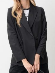 Marynarka - szary. Szare marynarki i żakiety damskie Sinsay, bez wzorów, bez kołnierzyka, bez ramiączek. Za 59.99 zł.