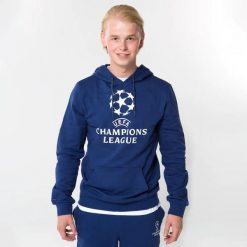 Bluza z kapturem dla dorosłych Champions League. Niebieskie bluzy damskie CHAMPIONS LEAGUE, xl, bez wzorów, z bawełny, sportowe, bez ramiączek, z kapturem. Za 229.99 zł.