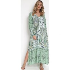 Miętowa Sukienka Phelamia. Zielone sukienki damskie Born2be, m, bez wzorów, z tkaniny, bez kołnierzyka, bez ramiączek, maxi. Za 109.99 zł.