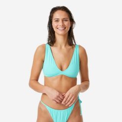 Góra stroju kąpielowego Roxy trójkąt. Niebieskie bikini Roxy, l, bez wzorów, z materiału. Za 79.99 zł.
