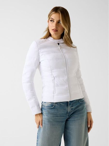 Guess Kurtka przejściowa W6RL02 WJ492 Biały Regular Fit. Białe kurtki damskie Guess, xxl, z aplikacjami, z syntetyku, bez kaptura. Za 695.00 zł.