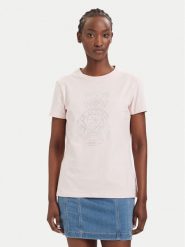 Guess T-Shirt V6GI12 K3325 Różowy Regular Fit. Czerwone t-shirty damskie Guess, s, z aplikacjami, z bawełny, bez kołnierzyka, bez ramiączek. Za 194.99 zł.
