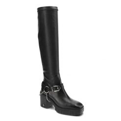 Czarne Kozaki Carinii Eleganckie Buty Na Obcasie. Czarne kozaki damskie Carinii, bez wzorów, ze skóry, bez obcasa, na obcasie, bez zapięcia. Za 469.00 zł.