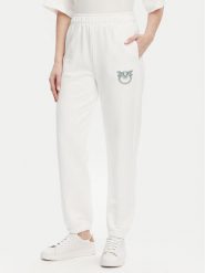 PINKO Spodnie dresowe Plumcake 104790 A2G8 Biały Regular Fit. Białe spodnie dresowe damskie Pinko, bez wzorów, z bawełny. Za 419.99 zł.