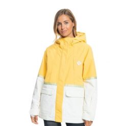 Kurtka snowboardowa damska ROXY Ritual. Żółte kurtki sportowe damskie Roxy, na zimę, xs, bez wzorów, bez ramiączek, bez kaptura, narciarskie. Za 739.99 zł.