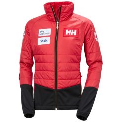 Damska ocieplana kurtka narciarska Helly Hansen World Cup. Czerwone kurtki sportowe damskie Helly Hansen, na zimę, bez wzorów, bez ramiączek, bez kaptura, narciarskie. Za 1,133.50 zł.