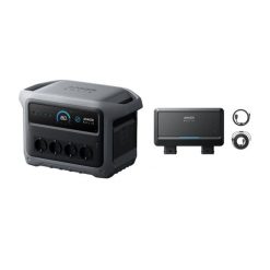 Zestaw BLUETTI C1000X Gen 2 z Alternator Charger, podwójna ładowarka DC 1200W. Szare powerbanki Anker. W wyprzedaży za 3,999.00 zł.