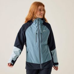 Kurtka turystyczna 3 w 1 damska Carletta IX. Niebieskie kurtki sportowe damskie Regatta, bez wzorów, bez ramiączek, bez kaptura. Za 599.99 zł.
