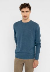 Lekki sweter S-MARC. Niebieskie swetry męskie Volcano, m, bez wzorów, z materiału, klasyczne, bez kołnierzyka, bez ramiączek. Za 139.99 zł.