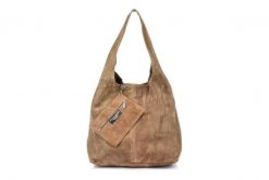 Shopperka taupe skórzana N88. Szare shopperki damskie bez wzorów, z materiału, na ramię, zamszowe, bez dodatków. Za 153.99 zł.