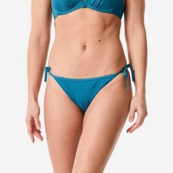 Dół kostiumu kąpielowego damski Decathlon Sandy Folk. Niebieskie bikini Decathlon, bez wzorów, z elastanu. Za 49.99 zł.