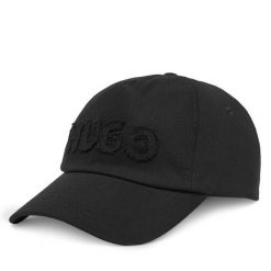 Czapka z daszkiem HUGO. Czarne czapki damskie Hugo, bez wzorów. Za 119.99 zł.