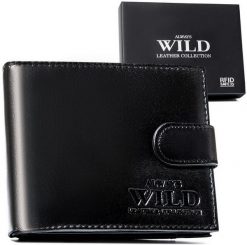 Portfel skórzany Always Wild N992L-P-GCL czarny. Czarne portfele męskie Always Wild, bez wzorów, ze skóry. Za 59.99 zł.